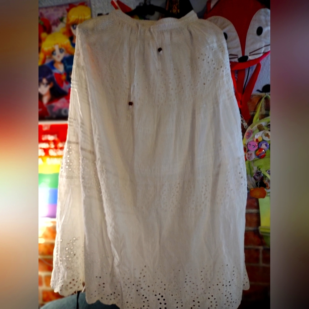 Cotton eyelet peasant skirt